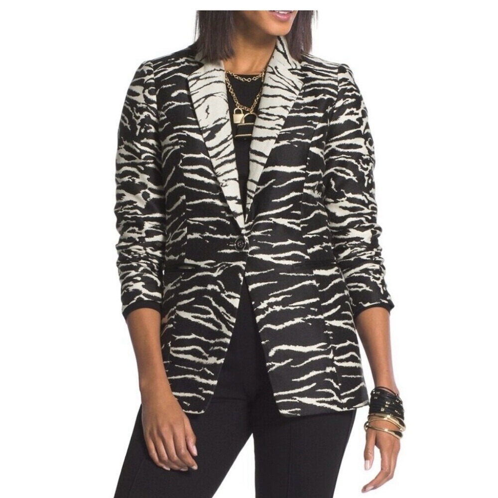 Chico's Black and White Zebra Print Blazer